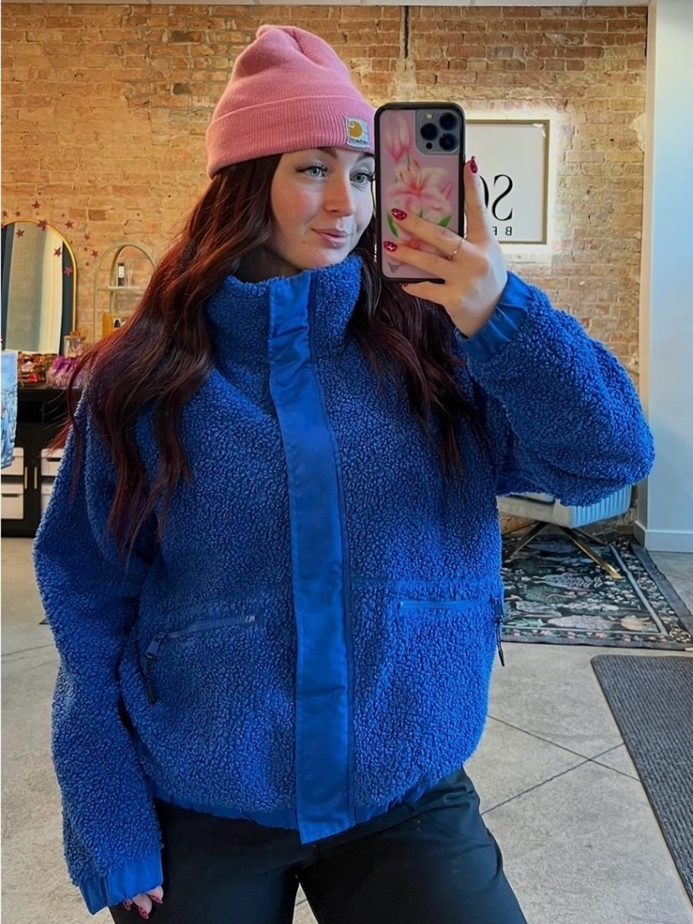 Funnel Neck Sherpa Jacket - size L